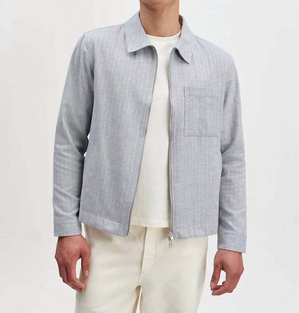 NEW WAX LONDON eldon herringbone cotton jacket in light blue